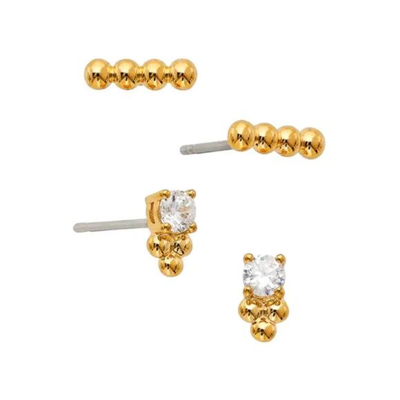 NWT AJOA Lala Gold 2 Pack Stud Earrings - Picture 1 of 4
